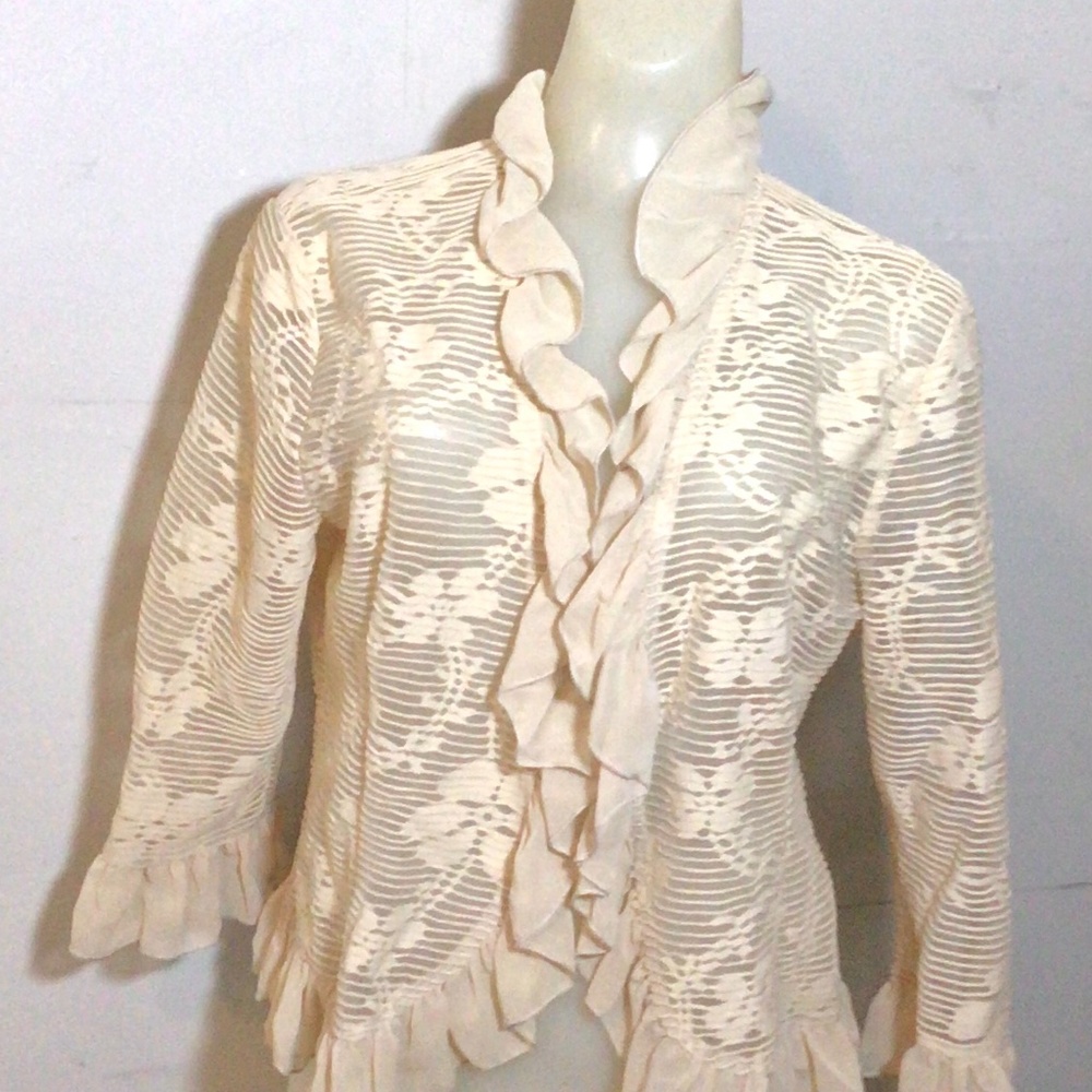 Pretty Lace Jacket Trimmed with Ruffles